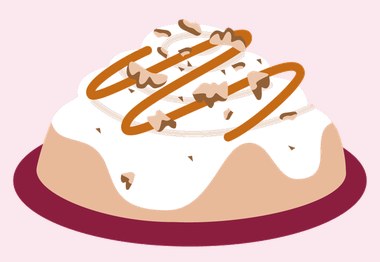Roll con topping de salted caramel y pecans